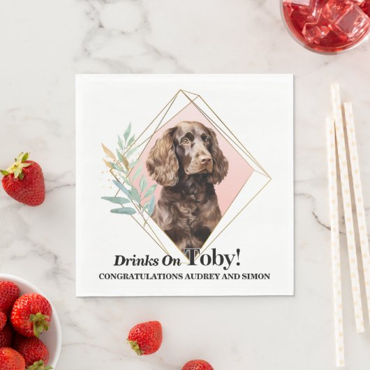 American Water Spaniel Hochzeit Napkins mit Foto Serviette (Beispiel)