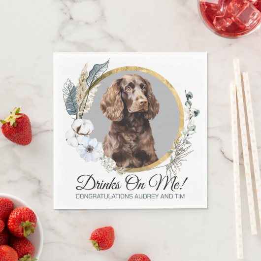 American Water Spaniel Hochzeit Napkins mit Foto Serviette (Beispiel)