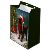 American Water Spaniel Holiday  Mittlere Geschenktüte (Vorderseite Schrägansicht)