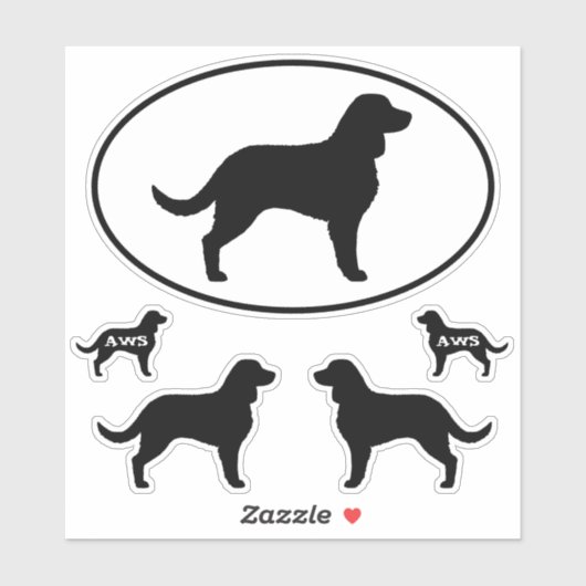 American Water Spaniel Hund Silhouette Sticker Set (Blatt)