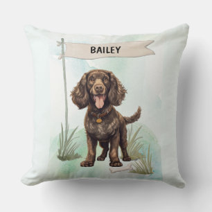 American Water Spaniel Wasserfarbe Personalisierte Kissen
