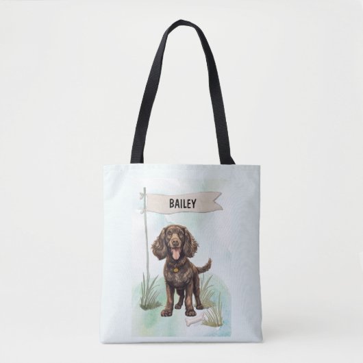 American Water Spaniel Watercolor Personalized Dog Tasche (Vorderseite)
