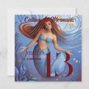 American Watercolor Mermaid Party Einladung