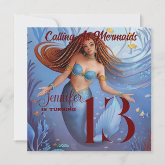 American Watercolor Mermaid Party Einladung