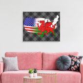 American Welsh Flags Map Leinwanddruck (Insitu (Wohnzimmer))