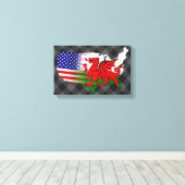 American Welsh Flags Map Leinwanddruck (Insitu (Holzboden))
