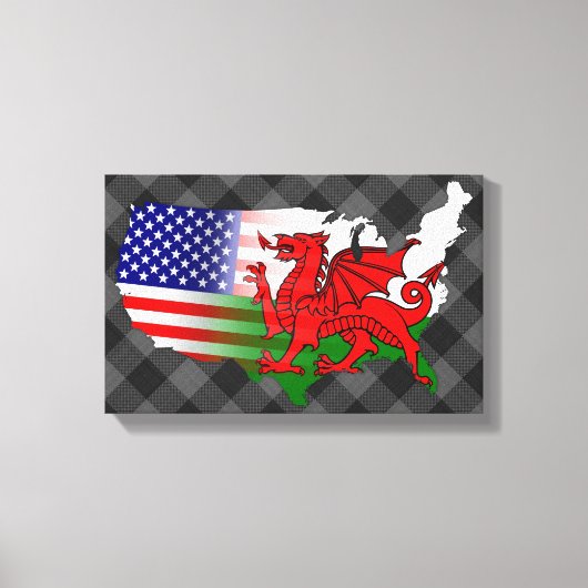 American Welsh Flags Map Leinwanddruck (Vorderseite)