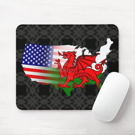 American Welsh Flags Map Mousemat Mousepad (Mit Mouse)