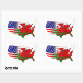 American Welsh Flags Map Rechteckiger Aufkleber (Blatt)