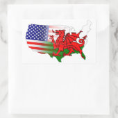 American Welsh Flags Map Rechteckiger Aufkleber (Tasche)
