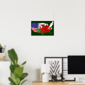 American Welsh Map Flags Poster (Heimbüro)