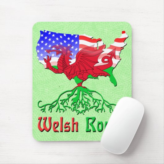 American Welsh Roots Mousemat Mousepad (Mit Mouse)