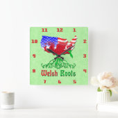 American Welsh Roots Square Wall Clock Quadratische Wanduhr (Zuhause)