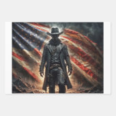 American western outlaw cowboy hero with flag -  geschenkpapier set (Vorderseite)