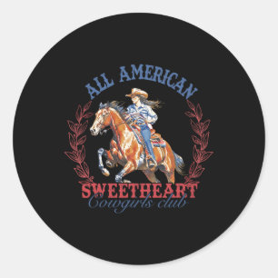 American Western Sweetheart Cowgirls Club 4th J Runder Aufkleber