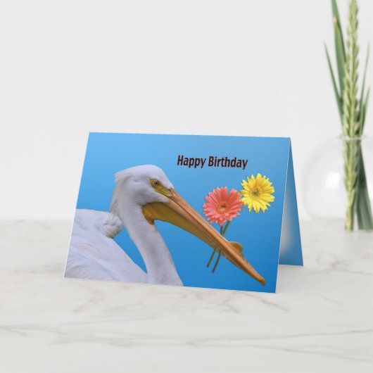 American White Pelican Birthday Card Karte (Vorderseite)