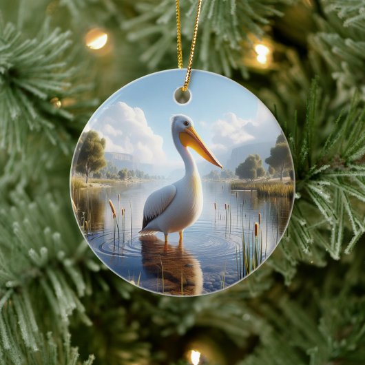 American White Pelican Keepsake Keramik Ornament