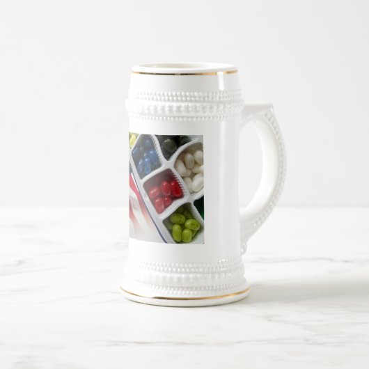 American White Red and Blue White/Gold 22 oz Stein Bierglas (VorderseiteRechts)