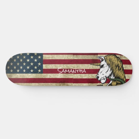 American White Unicorn Personalisiert Skateboard (Horizontal)