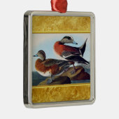 American Widgeon Enten auf Felsen Silbernes Ornament (Rechts)