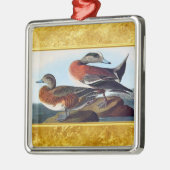 American Widgeon Enten auf Felsen Silbernes Ornament (Links)