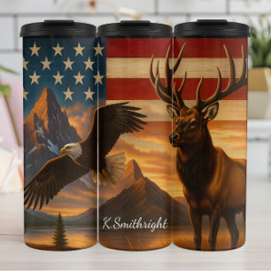 American Wilderness Patriotic Wildlife Scene Thermosbecher