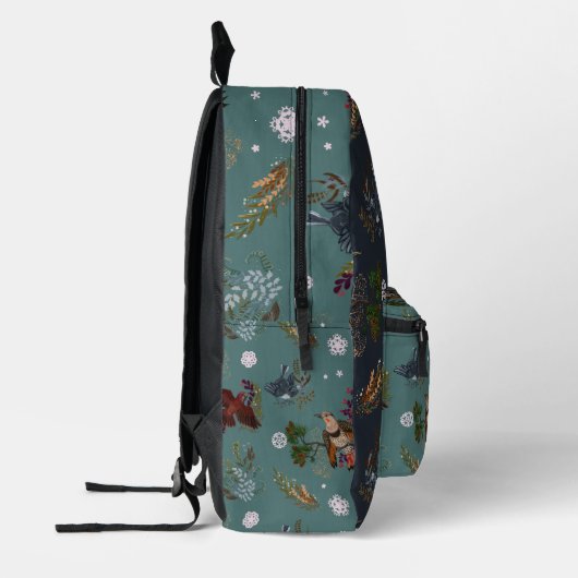 American Winter Birds Woodland Pattern Bedruckter Rucksack (Links)
