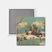 American Winter Life Weihnachtslandschaft Magnet (Vorderseite/Rückseite)