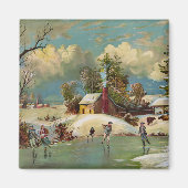 American Winter Life Weihnachtslandschaft Magnet (Vorne)