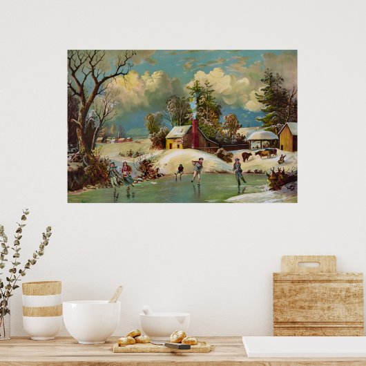 American Winter Life Weihnachtslandschaft Poster (Küche)