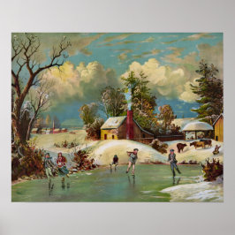 American Winter Life Weihnachtslandschaft Poster