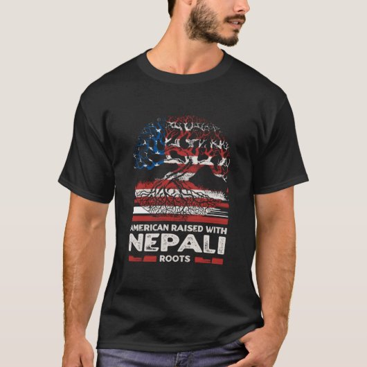 American with Nepali Roots Patriotic Nepal Patriot T-Shirt (Vorderseite)