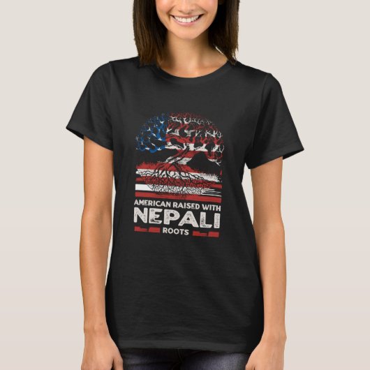 American with Nepali Roots Patriotic Nepal Patriot T-Shirt (Vorderseite)