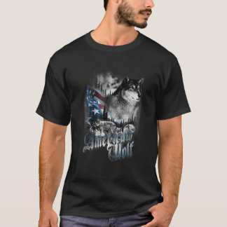 American Wolf Flag 4. Juli Distress USA Patrio T-Shirt