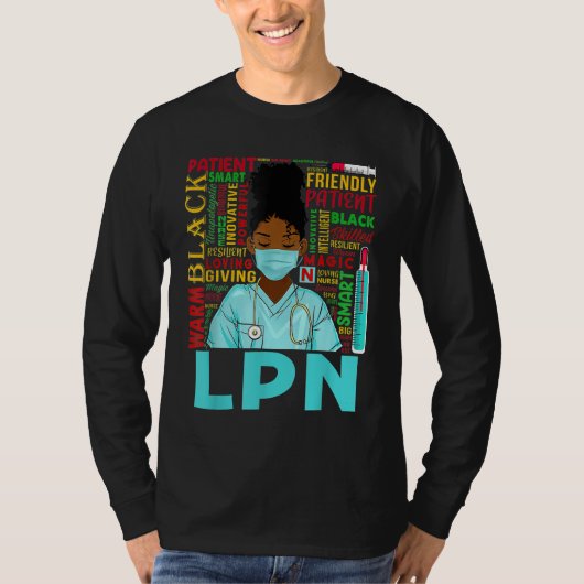 American Women Black LPN Nurse Black History T-Shirt (Vorderseite)