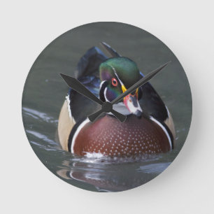 American Wood Duck Clock Runde Wanduhr