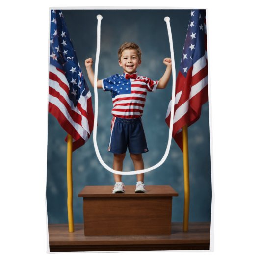 "American Young Boy Gift Bag" Mittlere Geschenktüte (Rückseite)