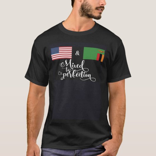 American + Zambian Mixed To Perfection Flag T-Shirt (Vorderseite)