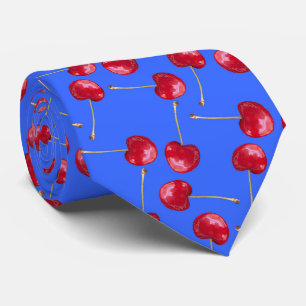Americana Cherries Blue Background Krawatte