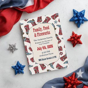 Americana Cowboy-Stiefel Einladung zum vierten Jul
