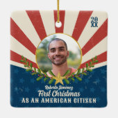 Americana Erstes Weihnachten - Geschenk der US-Bür Keramikornament (Rückseite)