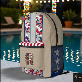 Americana Floral Camo Monogramm-Rucksack Bedruckter Rucksack