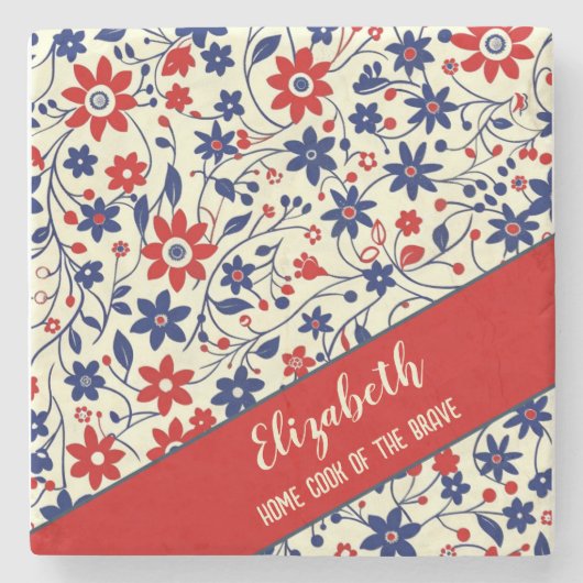 Americana Floral Gift Steinuntersetzer (Vorderseite)