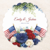 Americana Flowers and Flag Wedding Untersetzer (Vorderseite)