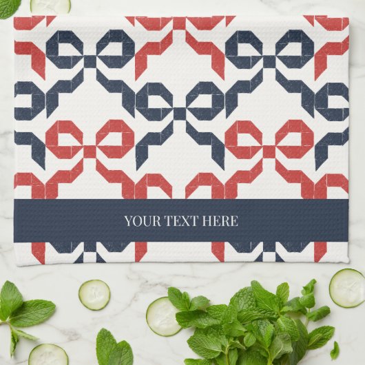 Americana Folk Art Bow Quilt Pattern Geschirrtuch (Gefaltet)