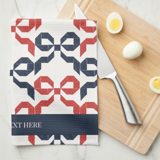 Americana Folk Art Bow Quilt Pattern Geschirrtuch (Viertel Falte)