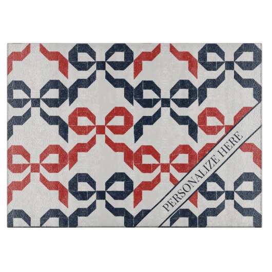 Americana Folk Art Bow Quilt Pattern Recipe Schneidebrett (Vorderseite)