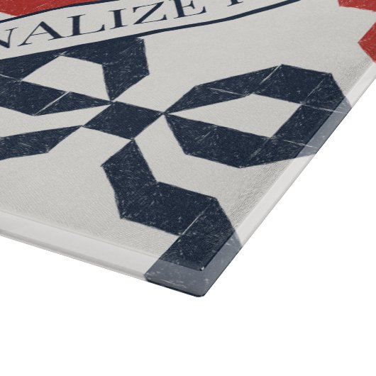 Americana Folk Art Bow Quilt Pattern Recipe Schneidebrett (Ecke)