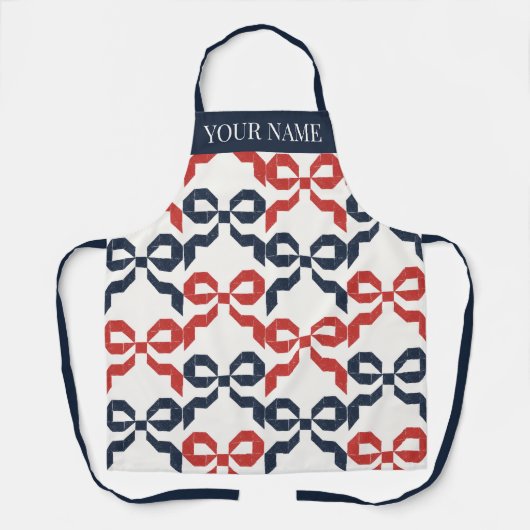 Americana Folk Art Bow Quilt Pattern Schürze (Vorderseite)