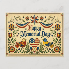 Americana Folk Art Memorial Day  Feiertagspostkarte